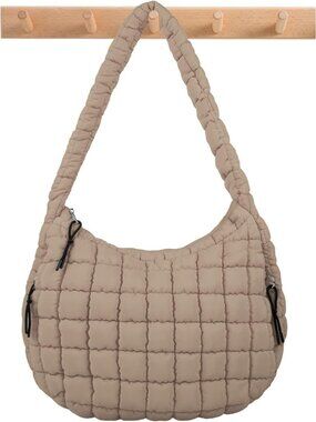 Quilted Puffer Tote Bag | Puffy Crossbody Shoulder Bag | Nylon Travel Handbag